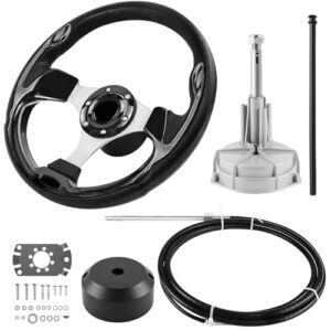 Mechanisches Rotationslenkungs-Kit für Boote mit Lenkrad und Zubehörteilen, ideal für Yachten und Fischerboote, bestehend aus robustem Stahlguss und korrosionsbeständigem Edelstahl.