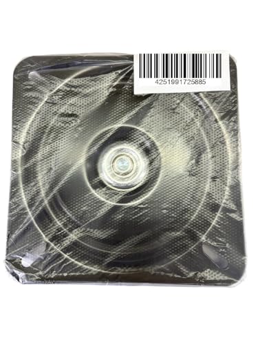 Gummiprodukt MB579 Drehteller für Bootssitz oder Wohnmobil, quadratisch, 195mm x 195mm, in schwarzer Farbgebung, mit glänzender Oberfläche und rundem Rotationsmechanismus, verpackt in Kunststofffolie.