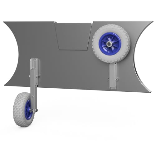SUPROD Slipräder Heckräder für Schlauchboote, klappbar mit Ein-Hand Bedienung, aus Edelstahl V4A in grau/blau.