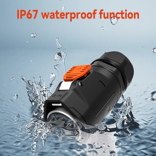 Trolling Motor Stecker Buchsen-Set mit 2 Zinken, wasserdicht nach IP67, ideal für Marineanwendungen mit 12/24/36/48V Systemen.