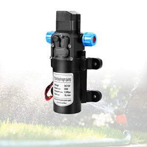 12V Druckwasserpumpe, elektrisch, selbstansaugend, ideal für Camping und Boote, mit Druckschalter und kompaktem Design.