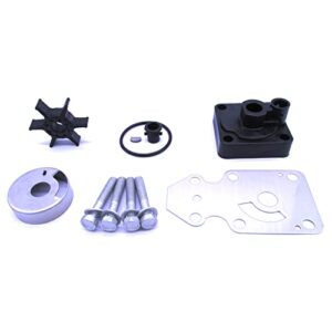 Wasserpumpe Impeller Reparatur Set bestehend aus Kunststoff- und Metallteilen, einschließlich Rotorkomponente, Schrauben, Dichtungen und Halterungen für Yamaha F15 15hp Außenbordmotoren.