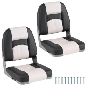 Bequemer Komfort auf dem Wasser - COSTWAY Bootssitz 2er Set, klappbarer Bootsstuhl mit 7 cm dicker Schaumstoffpolsterung und niedriger Rückenlehne, gepolsterter Steuerstuhl für Boote, Weiß + Grau