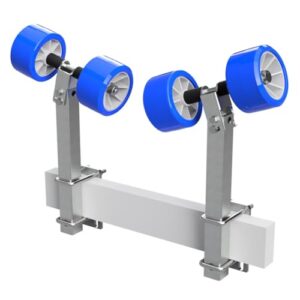 SUPROD 2er Pendelrollen Sliprollen Sliphilfe für Bootstrailer, Ø 120 mm in blau und grau, aus thermoplastischem Polyurethan für optimale Leistung beim Slippen.