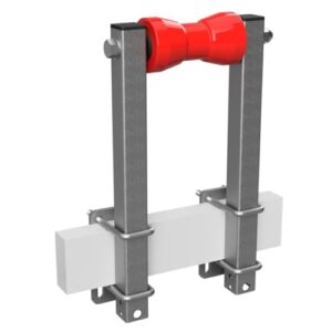 SUPROD Polyurethan Kielrolle mit Stützen, Sliprolle für Bootstrailer, rot, Abmessungen 160 mm Breite und 450 mm Länge