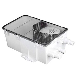 Akozon Marine-Boot-Duschsumpf-Pumpen-Abfluss-Kit mit transparentem Deckel und mehreren Anschlussmöglichkeiten, geeignet für Duschsumpfpumpensysteme auf Booten.