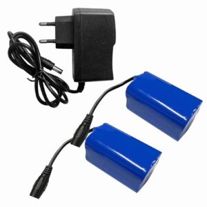 Alomejor Ladegerät mit zwei blauen Akkus, 12000 mAh, geeignet für Köderboote, leicht und kompakt für Angelausflüge