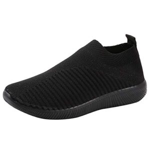 Atmungsaktive schwarze Damen-Netzschuhe mit wasserdichtem Obermaterial, ideal für Outdoor-Aktivitäten und Freizeit, leichte und weite Passform, praktische Schlupfschuhe für Damen.
