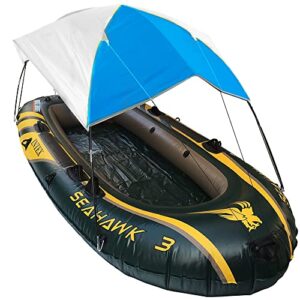 Floving aufblasbare Boot Markise in Hellblau, idealer Sonnenschutz für Boote und Segelboote beim Angeln und Wasseraktivitäten.