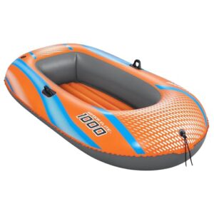 Aufblasbares Fischerboot für eine Person, Schlauchboot, 1100D PVC Luftboot mit 3 Luftkammern, Inflatable Boat, Small Boat aufblasbares Schlauchboot, One-Man Raft