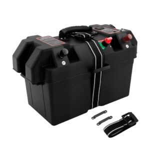 Vielseitige Batteriebox für Boots- und Wohnmobilmotoren mit USB-Anschluss, Überlastungsschutz und robustem Design für sichere Energieversorgung unterwegs.