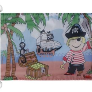 Bunte AZ FLAG Bootsflagge Junge Pirat Insel im Schatz mit Pirat und Schatztruhe, perfekt für Kinderzimmer und Piraten-Themenpartys.
