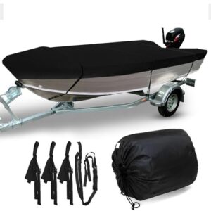 Schwarze wasserdichte Bootsplane für V-Rumpf-Boote mit Staubschutz und Aufbewahrungstasche, optimaler Schutz für Ruder- und Angelboote