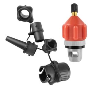 Vielseitiger Connextion SUP Pumpe Adapter mit 4 Gasdüsen zum Aufpumpen von Paddle-Boards, Kajaks, Kanus und Schlauchbooten in auffälligem Orange