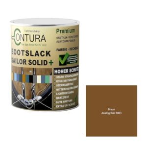 Contura Bootslack in Braun (RAL 8003), 500ml Dose, ideal für Holz, Metall und GFK mit glänzender Oberfläche für marine Anwendungen.