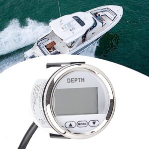 Digitaler Tiefenmesser für Boote, Echolot, Wasserdichter Dash-Tiefenmesser-Geber mit Weißer Hintergrundbeleuchtung für Yachten, Boote, Marine