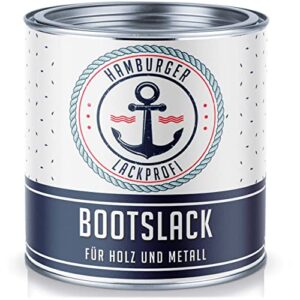 Dose Hamburger Lack-Profi Bootslack MATT für Holz und Metall in Weiß RAL 9010 mit maritimen Design für hochwertige Bootsfarbe