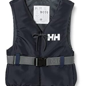 Unisex Helly Hansen Sport II Auftriebshilfe in Marineblau, designed for safety and comfort during water sports activities, featuring a flat design and front zipper.