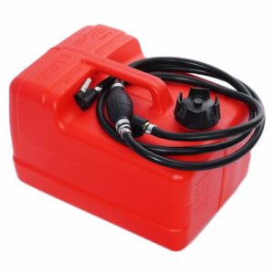 HIBO 11.3L Kraftstofftank-Set für Außenbordmotoren, roter Kunststoff-Benzinkanister mit flexiblem Benzinschlauch, ideal für Honda Außenbordmotoren, sofort einsatzbereit für Bootsausflüge