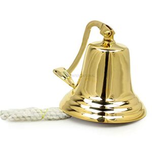 Elegante historische Schiffsglocke aus poliertem Messing mit nautischem Design, glänzende Oberfläche und Handgriff.