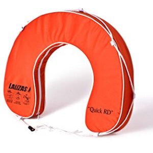 Orangefarbener Hufeisen-Rettungsring aus robustem Polyester und PVC, ideal für die Sicherheit auf dem Wasser mit einer Auftriebskraft von 145 N und einer praktischen Rundumleine.