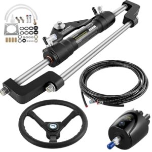 VEVOR hydraulisches Bootslenkset mit Steuerpumpe und 14 Fuß hydraulischem Lenkschlauch, ideal für die präzise Steuerung von Booten bis 300 PS.