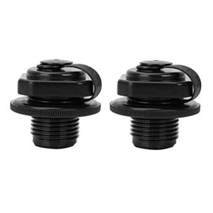Zwei schwarze Schraubverschlüsse für aufblasbare Geräte mit Gewinde, geeignet als Ersatz für Kajaks und Luftmatratzen, Durchmesser 22 mm.