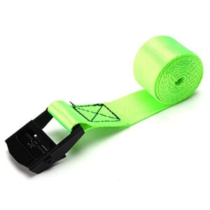 Fluoreszierende grüne Zurrgurte mit robusten Schnallen aus Zinklegierung für sicheres Sichern von Lasten, 25 mm breit und 3 Meter lang.