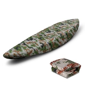 Lixada Universal Kajak Abdeckung in Camouflage-Design, wasserfest und UV-beständig, geeignet für den Schutz von Kajaks und Kanus vor Witterungseinflüssen und Staub.