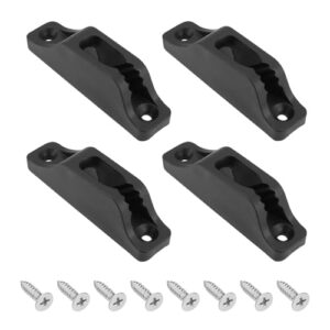 Set von 4 schwarzen Nylon-Leitungsklemmen für Kajaks und Boote, geeignet für Kabel mit einem Durchmesser von 3-6 mm, inklusive Montageschrauben.