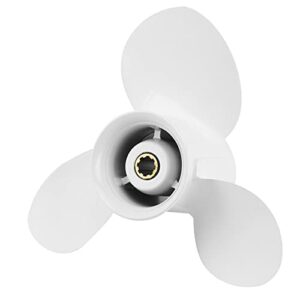 MAKIVI Propeller 9 1/4 x 11 für Außenbordmotoren mit drei weißen Blättern und sechseckiger Befestigungsöffnung.