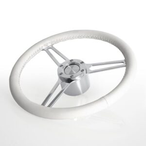 MÖWE MARINE PREMIUM UNUM B5049 Bootslenkrad aus Aluminium in elegantem Weiß mit Adapter für Teleflex Ultraflex Lenkungen