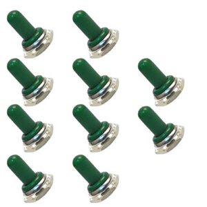 Set von zehn grünen 12mm Gummi Wippe Kippschaltern mit metallischer Basis, wasserdicht und robust für Fahrzeuge und Boote.