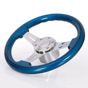 MÖWE MARINE BASIC PALMA II Bootslenkrad aus Echtholz in Blau mit schwarzem Zierstreifen, geeignet für Teleflex und Ultraflex Lenkungen, inklusive Adapter.