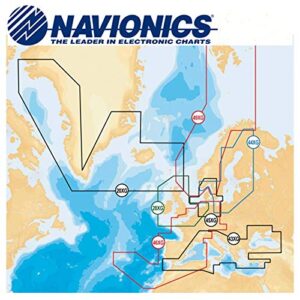 Navionics + Gold Seekarte für maritime Navigation mit Tiefenanzeigen und markierten Routen.
