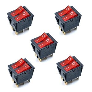 5 Stück KCD4 AC 250V 16A Kippschalter mit rotem Licht und 6-poliger Anschlussanordnung für zuverlässige elektrische Anwendungen