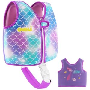 Bunte OSHYLE Kinder Schwimmweste mit Meerjungfrauen-Motiv für Jungen und Mädchen von 1 bis 9 Jahren, aus Neopren gefertigt für zusätzlichen Auftrieb und Sicherheit beim Schwimmen.