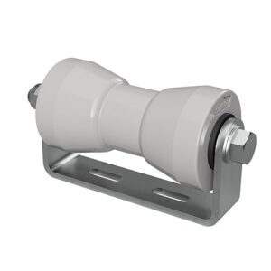 SUPROD Polyurethan Kielrolle mit Halter für Bootstrailer, Durchmesser 160 mm, grau, salzwasserfest und wartungsfreundlich