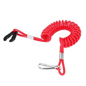 Qiilu Boots-Sicherheits-Lanyard, flexibles und dehnbares Seil mit schwarzem Haken und Metall-Karabiner für Motorboote und Außenbordmotoren.