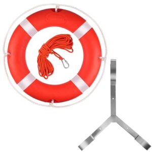 Rettungsring mit reflektierendem Band und Grifflinien in Orange, 23 Zoll Durchmesser, ausgestattet mit schwimmender Wasserschnur und Halterung für Sicherheit bei Wasseraktivitäten.