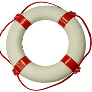 Rettungsring mit Rundumleine in rot und weiß, ideal für Sicherheit auf Wasserfahrzeugen und in Schwimmbädern, Durchmesser 57 cm