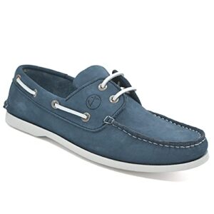 Elegante Damen Bootsschuhe aus blauem Nubukleder mit rutschfester Sohle, ideal für Freizeitaktivitäten und Bootsfahrten.