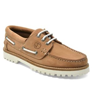 Seajure Damen Bootsschuhe Bisnap aus hellbraunem Nubukleder mit eleganten Details und abriebfester Laufsohle, ideal für nautische Ausflüge und Freizeitaktivitäten.