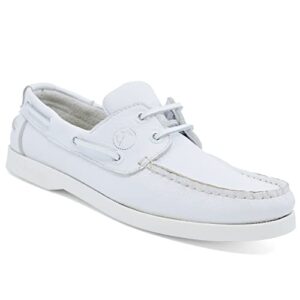 Elegante und bequeme Seajure Damen Bootsschuhe Shoal aus hochwertigem weißen Leder, ideal für den Einsatz auf dem Wasser oder for entspannte Strandspaziergänge.