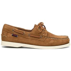 Sebago Damen Portland Flesh Out Bootsschuhe in Euro Brown Cognac, stilvolle und komfortable Schuhe aus Rauleder für Damen, ideal für Freizeit und nautische Aktivitäten.