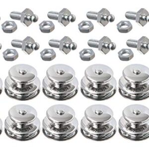 Set von 10 TENAX Oberteilen mit Gewindeschrauben und Montageschlüssel für Verdeck- und Planenprojekte in rostfreiem Metall