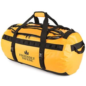 Wasserfeste Reisetasche Duffle Bag Rucksack - 30L / 60L / 90L - Seesack, Sporttasche Duffel Dry Bag mit Rucksackfunktion - SANDHAMN (Gelb, 90L)