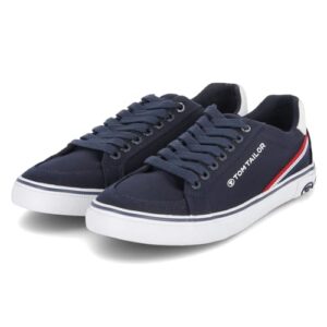 Tom Tailor Herren Bootsschuh in Navy, Größe 45. Sportlicher Schuh aus robusten Materialien mit flachem Profil und bequemer Passform, ideal für Freizeit und stilvolle Anlässe.