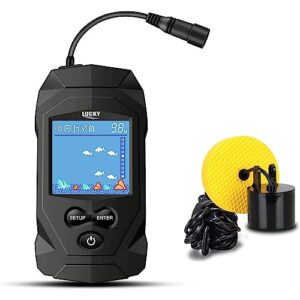 Tragbares Fischfinder Gerät für Kajak- und Bootsangeln mit hochmodernem Sonar und farbigem LCD-Display zur präzisen Tiefenmessung und Fischlokalisierung.