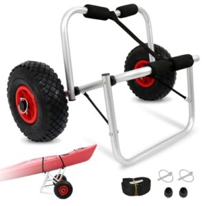 Tubiaz Faltbarer Kajakwagen aus Aluminium mit 10-Zoll-Reifen für den einfachen Transport von Kajaks, Kanus und Surfbrettern. Stabil und leicht, ideal für Outdoor-Abenteuer.